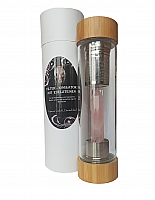 Edelsteinflasche Rosenquarz mit Filter-Ionisator aus basischen Mineralien